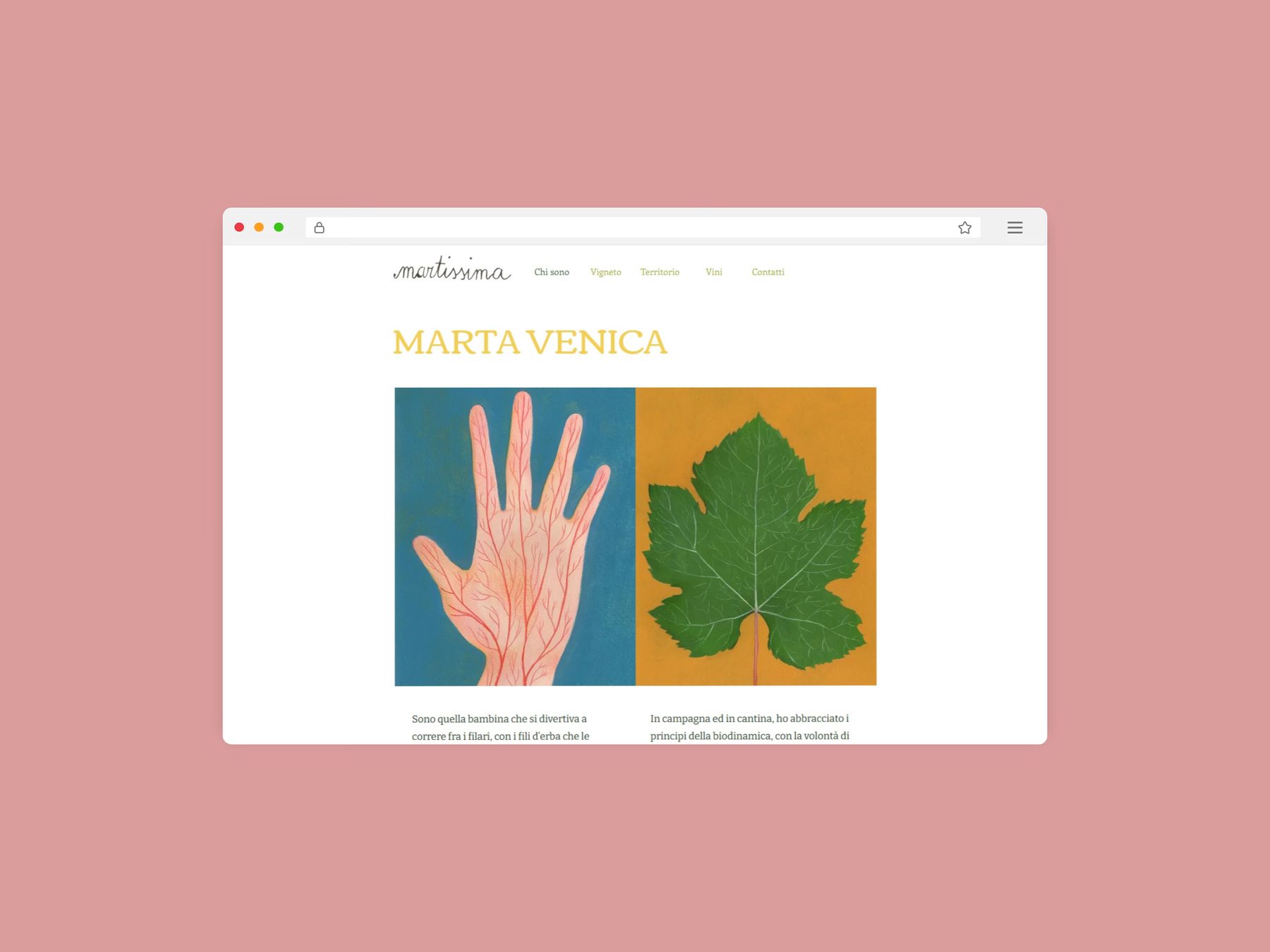 pagina interna del sito web Martissima Vini