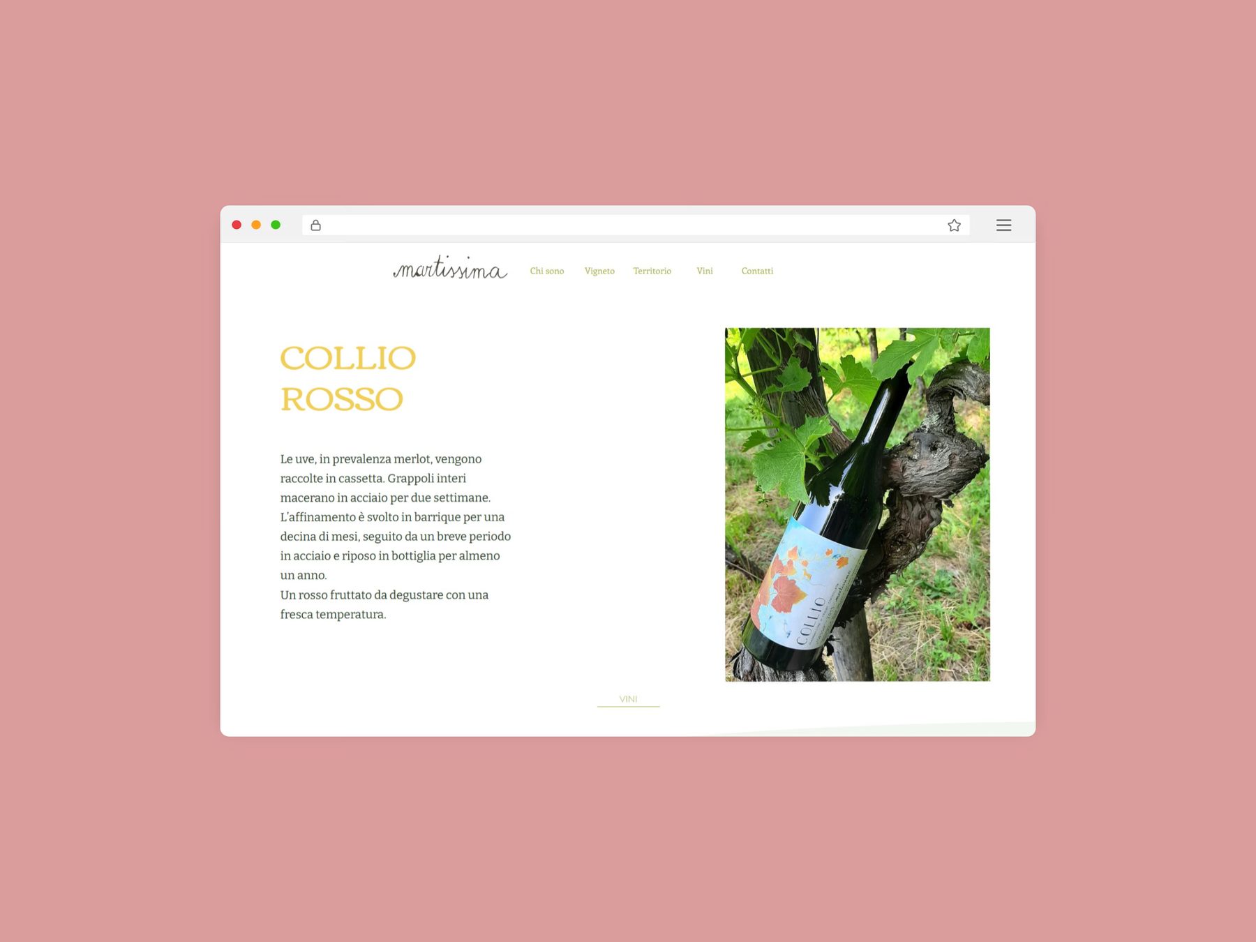 pagina interna del sito web Martissima Vini